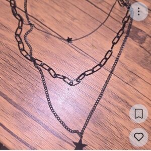 Guess Black Layered Star Necklace
